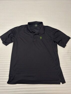 Monster Energy Men's Black Polo Shirt with Green Logo
